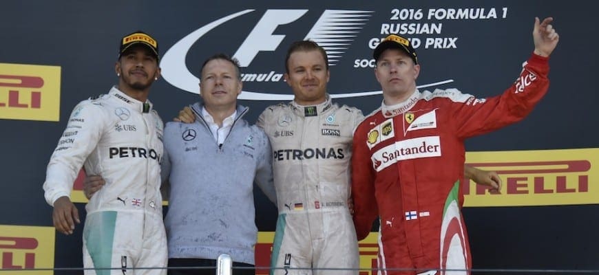 Lewis Hamilton (Mercedes), Nico Rosberg (Mercedes) e Kimi Raikkonen (Ferrari) - GP da Rússia