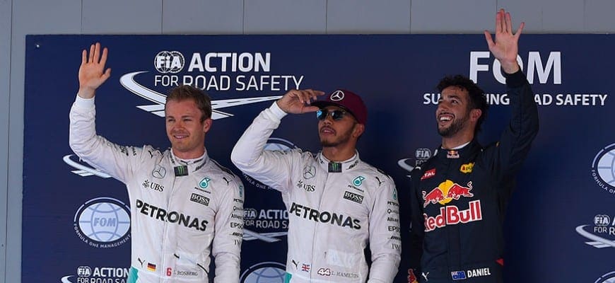 Nico Rosberg, Lewis Hamilton (Mercedes) e Daniel Ricciardo (Red Bull) - GP da Espanha