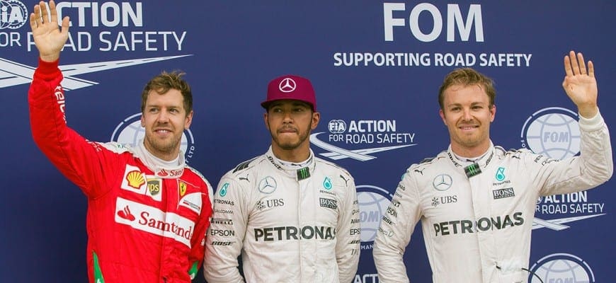 Sebastian Vettel (Ferrari), Lewis Hamilton e Nico Rosberg (Mercedes) - GP do Canadá