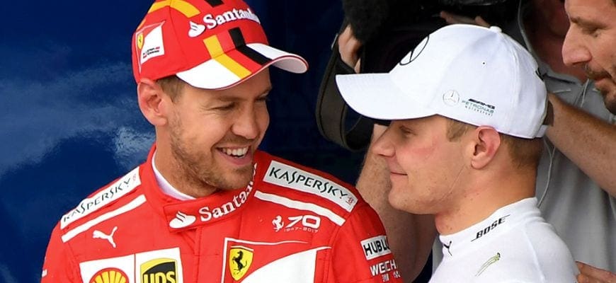 Sebastian Vettel e Valtteri Bottas (Ferrari e Mercedes) - GP do Brasil