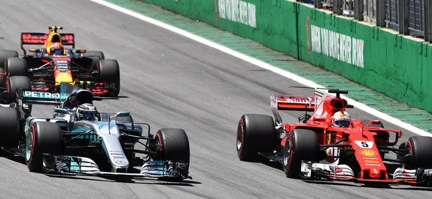 Valtteri Bottas e Sebastian Vettel (Ferrari e Mercedes) - GP do Brasil