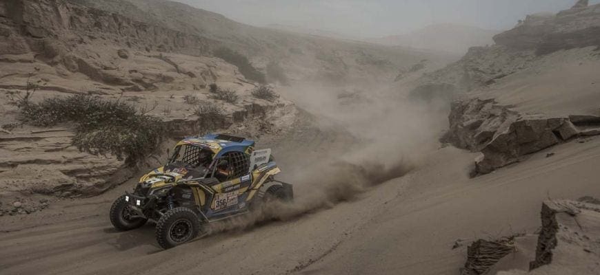 Reinaldo Varela e Gustavo Gugelmin com o UTV Can-Am Maverick X3 no Rally Dakar 2018.