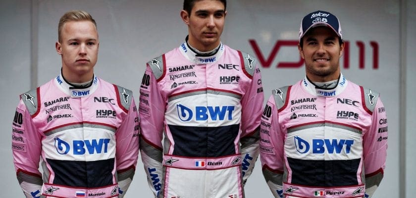 Nikita Mazepin, Esteban Ocon e Sergio Perez - Force India