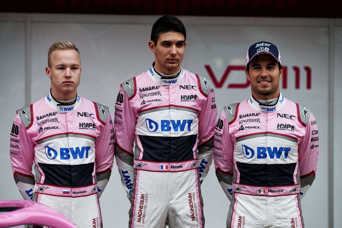 Nikita Mazepin, Esteban Ocon e Sergio Perez - Force India