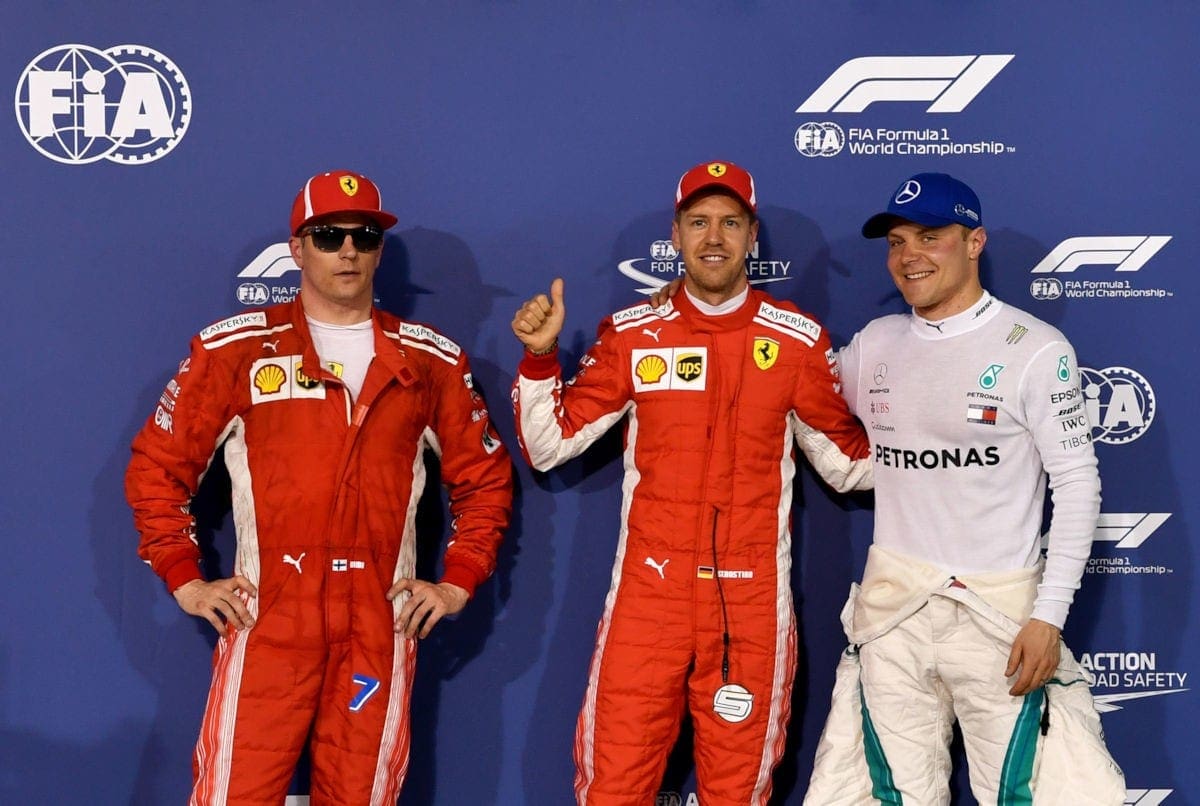 Kimi Raikkonen, Sebastian Vettel e Valtteri Bottas - GP do Bahrain de F1