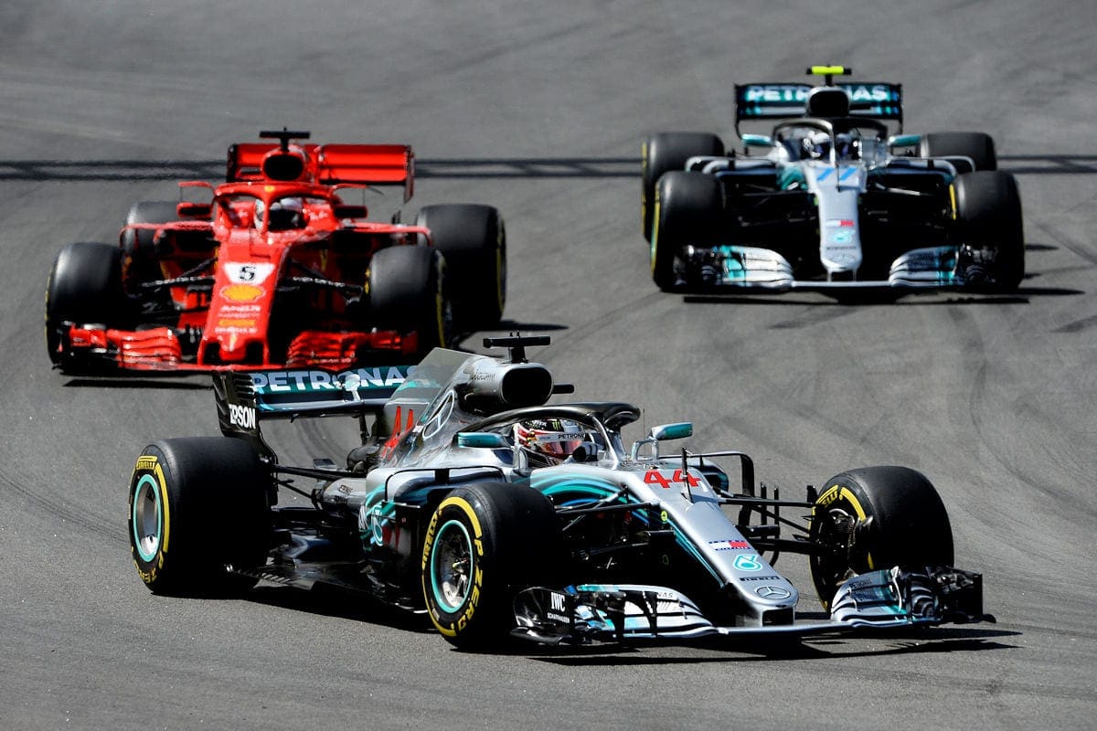 Lewis Hamilton (Mercedes), Sebastian Vettel (Ferrari) e Valtteri Bottas (Mercedes) - GP da Espanha de F1 2018