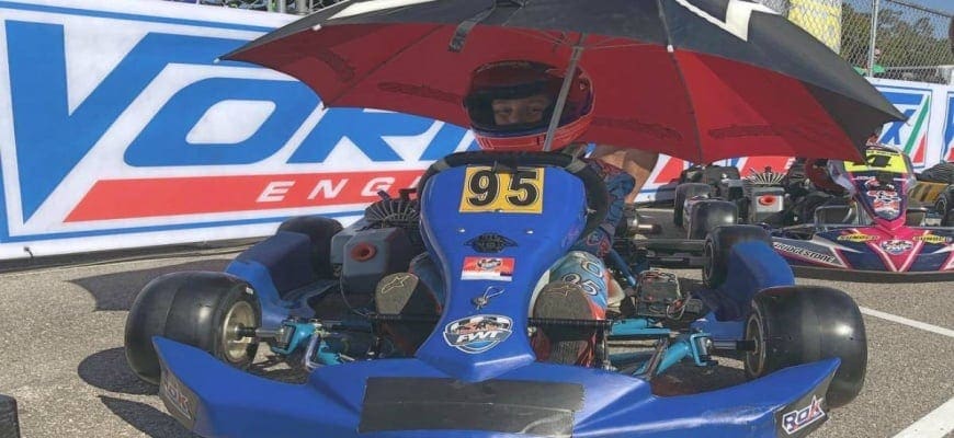 Revelação no kart, Enzo Vidmontiene sobe no pódio do Florida Winter Tour após prova quase sem freios