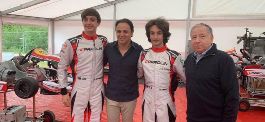 Ricardo Gracia recebe visita de Jean Todt e Felipe Massa no Europeu de Kart em Genk