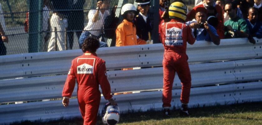 Ayrton Senna e Alain Prost (McLaren) Suzuka 1990