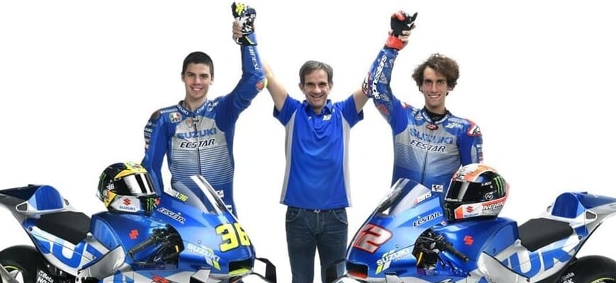 Joan Mir, Davide Brivio e Álex Rins (Suzuki)