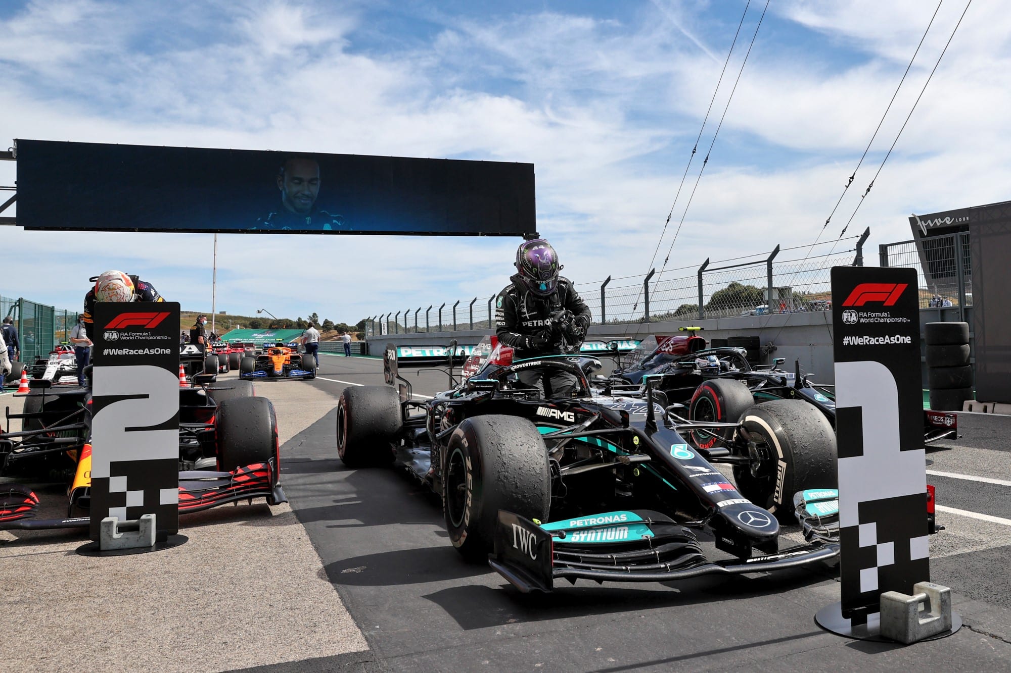 Lewis Hamilton e Max Verstappen - Pódio - GP de Portugal F1 2021