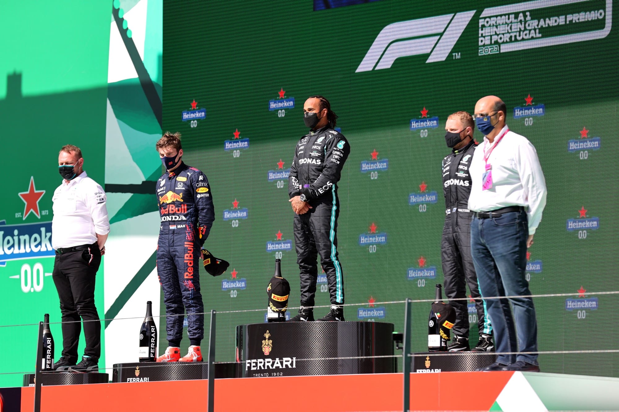 Lewis Hamilton, Valtteri Bottas e Max Verstappen - Pódio - GP de Portugal F1 2021