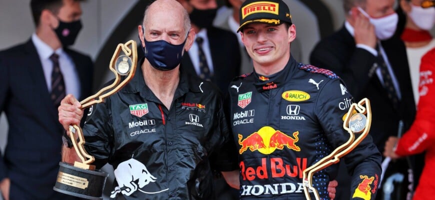 Adrian Newey e Max Verstappen (Red Bull) GP de Mônaco 2021 de F1