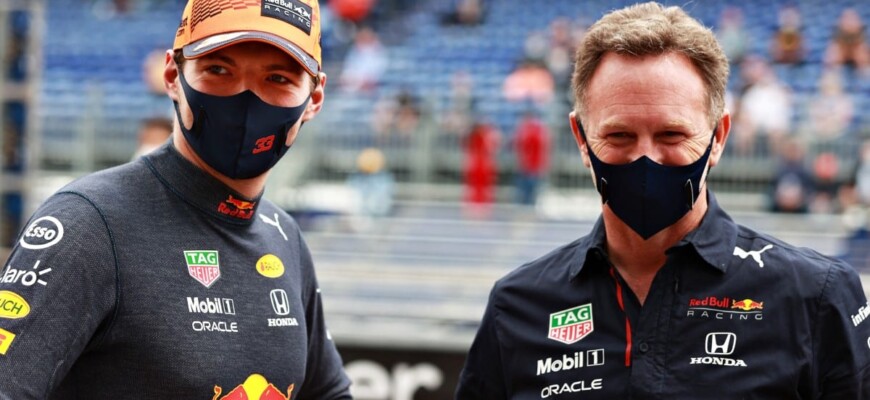 Christian Horner e Max Verstappen