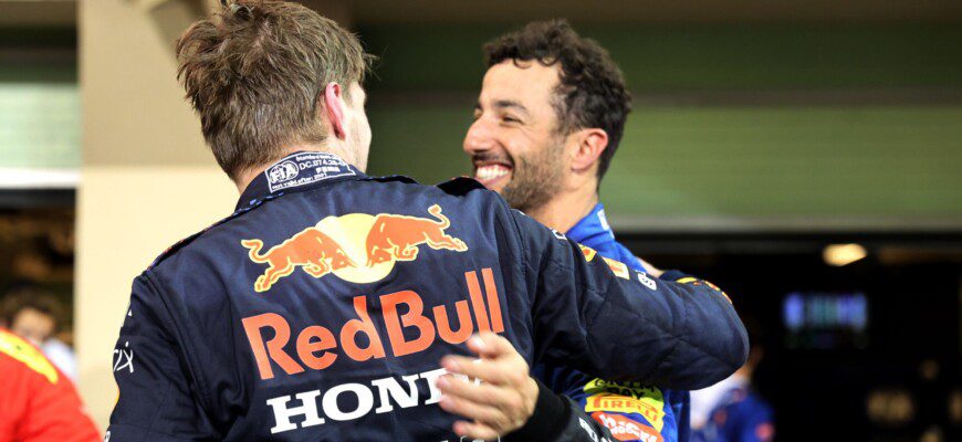 Daniel Ricciardo e Max Verstappen, Campeão, GP de Abu Dhabi, Yas Marina, F1 2021