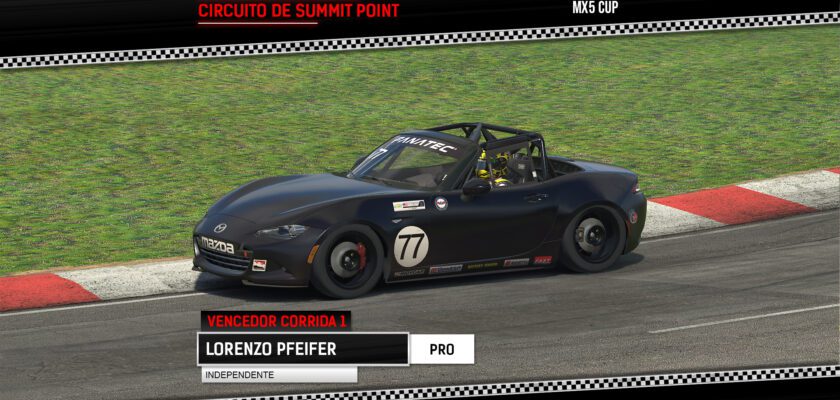 F1BC MX5 Cup: Estreante Lorenzo Pfeifer vence uma, e experiente Jamison Sampaio leva outra em Summit Point