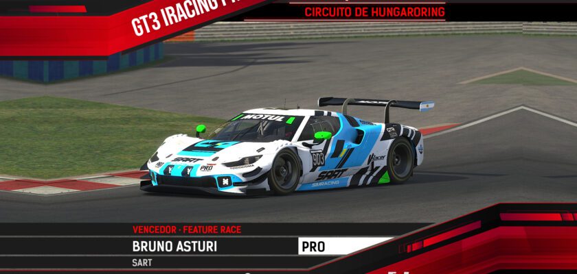 F1BC GT3 iRacing PRO: Hungaroring recebe vitórias inéditas de Bruno Asturi e Felipe Baptista