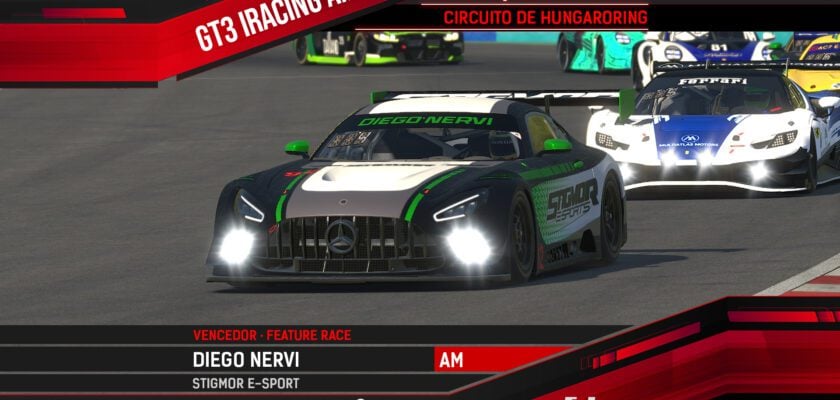 F1BC GT3 iRacing AM: Diego Nervi e Leo Moreira vencem em Hungaroring