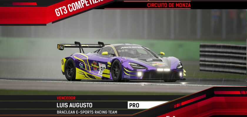 F1BC GT3 Competizione: Luis Augusto (BraClean) vence corrida com chuva em Monza