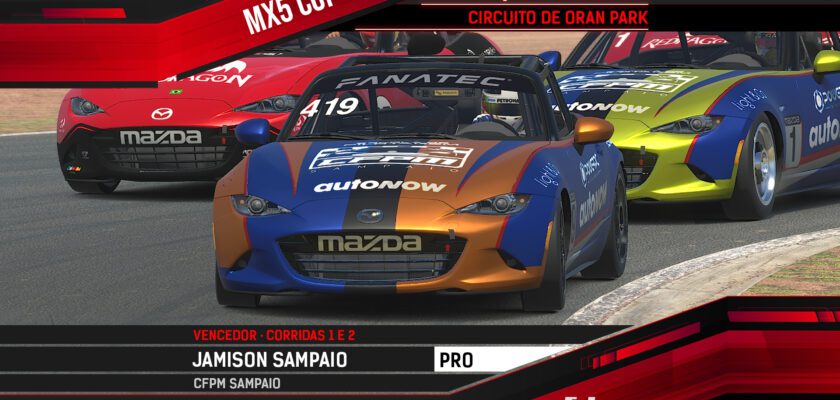 F1BC MX5 Cup: Em Oran Park, Jamison Sampaio (CFPM) vence as duas corridas