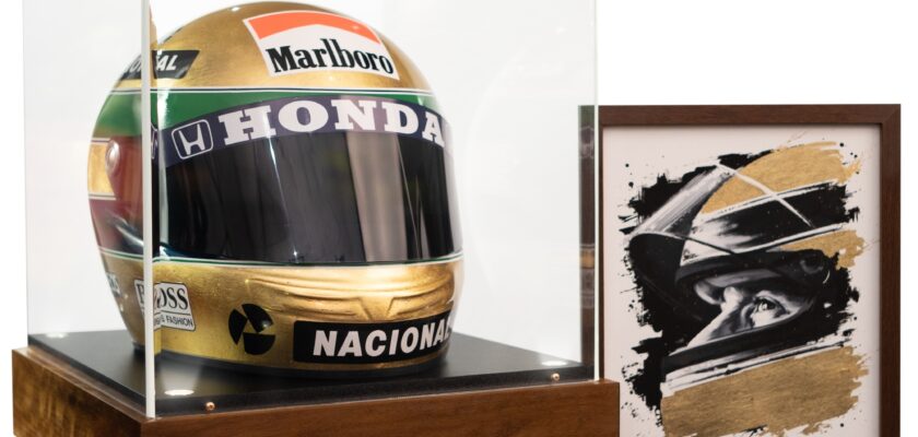 Capacete folheado a ouro celebra 30 anos do legado de Ayrton Senna