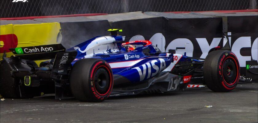 F1: Classificação no México é interrompida com bandeira vermelha por batida de Tsunoda